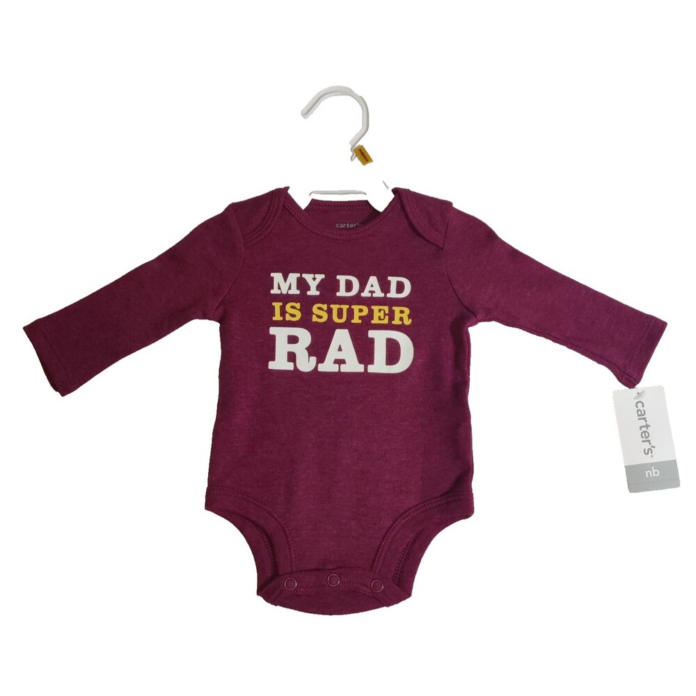 Baby NEWBORN Carter's Bodysuit Long Sleeve Novelty "Dad is Super RAD" NEW